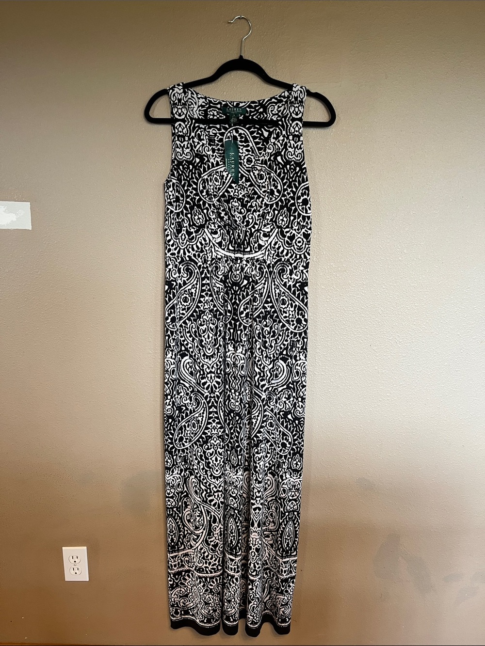 Ralph Lauren Black and White Paisley Maxi Dress